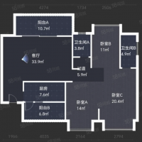 单价4开头看海大3室2厅2卫，招商卡达凯斯，南北通透急 66 万