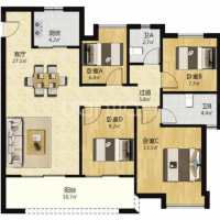中梁星海天宸 楼层好 产权清晰 南北通透 4室2厅2卫 精装好房 147 万
